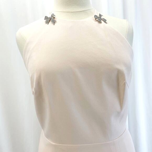 NEW IEENA For Mac Duggal‎ Womens 14 Bow Halter Criss-Cross Column Gown Blush - Picture 5 of 16